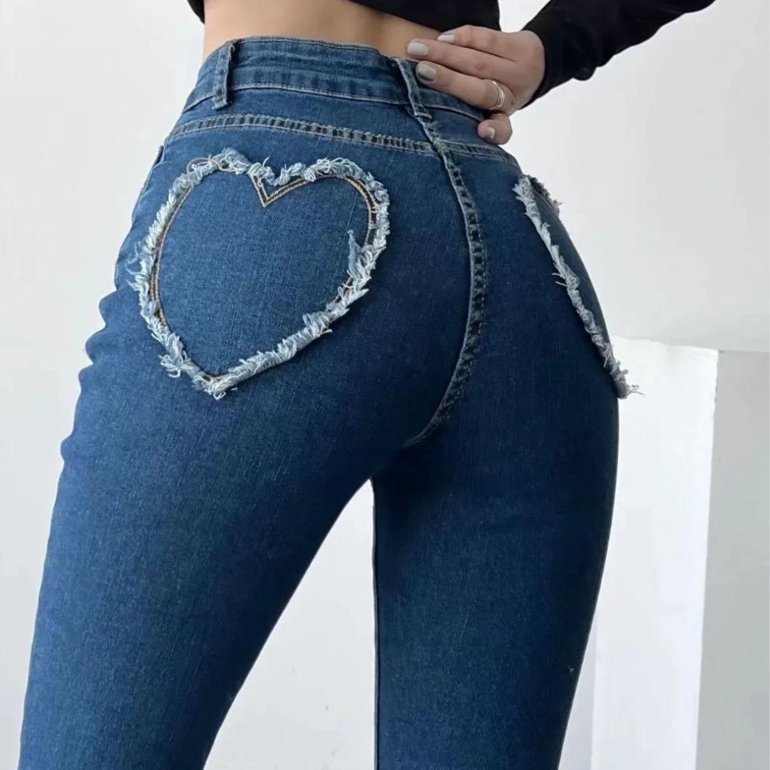 Ara™ Jeans met Hoge Taille en Hartfranje