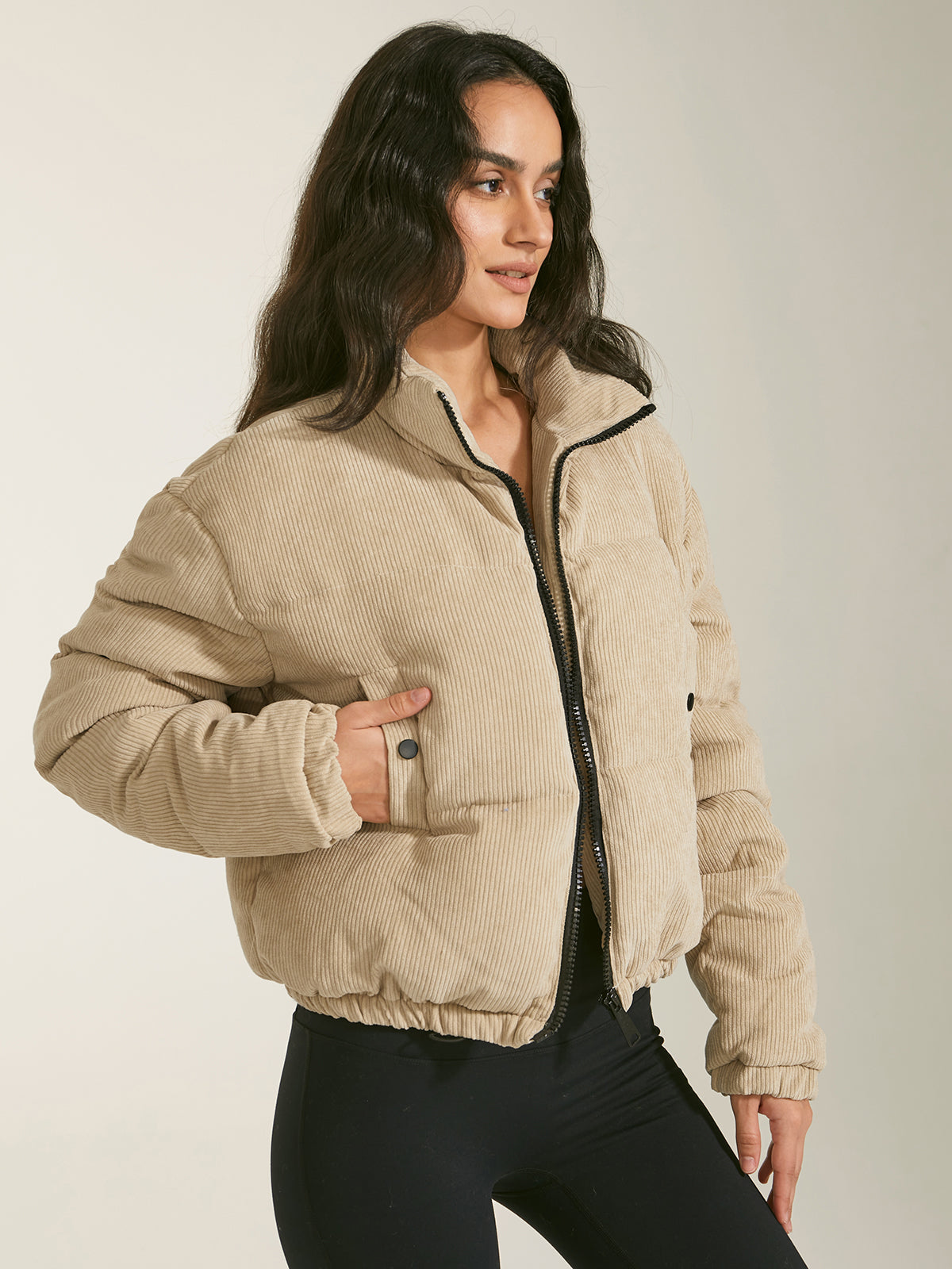 Hazel | Dames Corduroy Puffer Jas